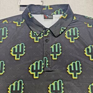 Yatta‎ Golf Polo Shirt Men Black XL Cactus AOG Performance Short Sleeve